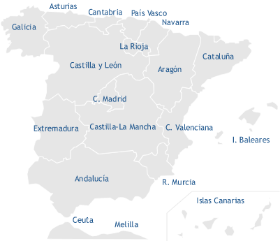 Mapa de España por Comunidades Autónomas